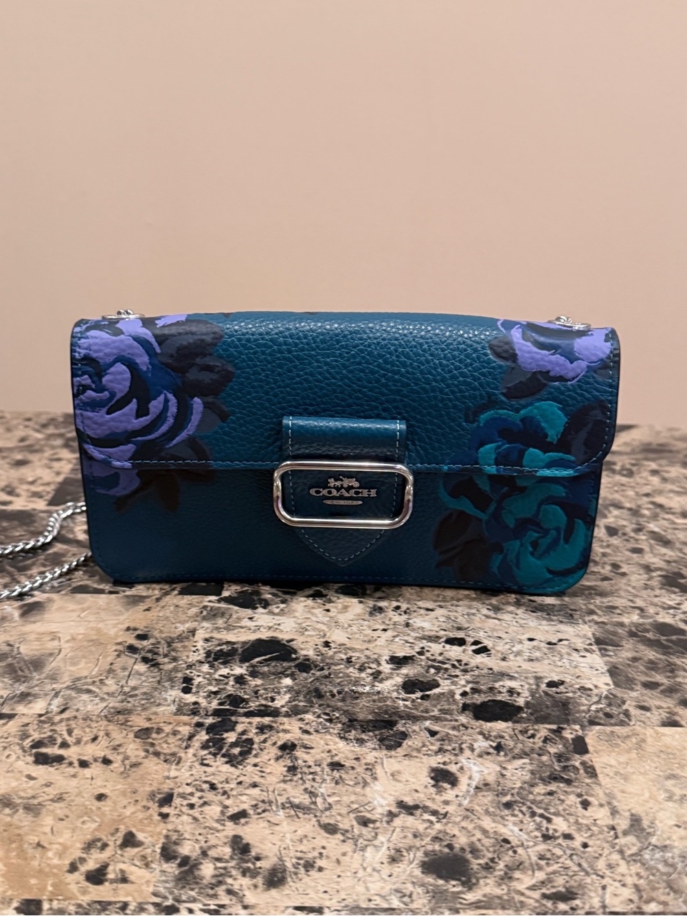 ❌SOLD❌Coach Morgan Crossbody with Jumbo Floral Print Deep Turquoise - Picture 2 of 14